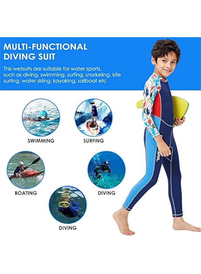 Neoprene Wetsuit for Kids 2mm Boys Girls Shorty Suit One Piece Swimwear Bathing Suit Thermal Full Length Swimsuit Diving Suit Surfing Beach Water Sports S M L XL XXL