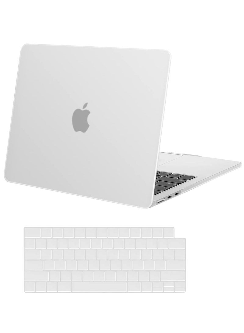 MacBook Air 13.6 inch Case 2022 Release A2681 M2 Chip with Retina Display & Touch ID Protective Plastic Hard Shell Case & Keyboard Cover Skin White