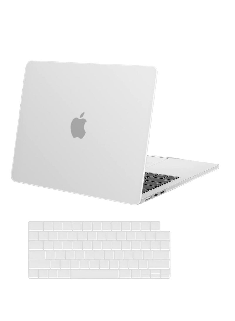 MacBook Air 13.6 inch Case 2022 Release A2681 M2 Chip with Retina Display & Touch ID Protective Plastic Hard Shell Case & Keyboard Cover Skin White