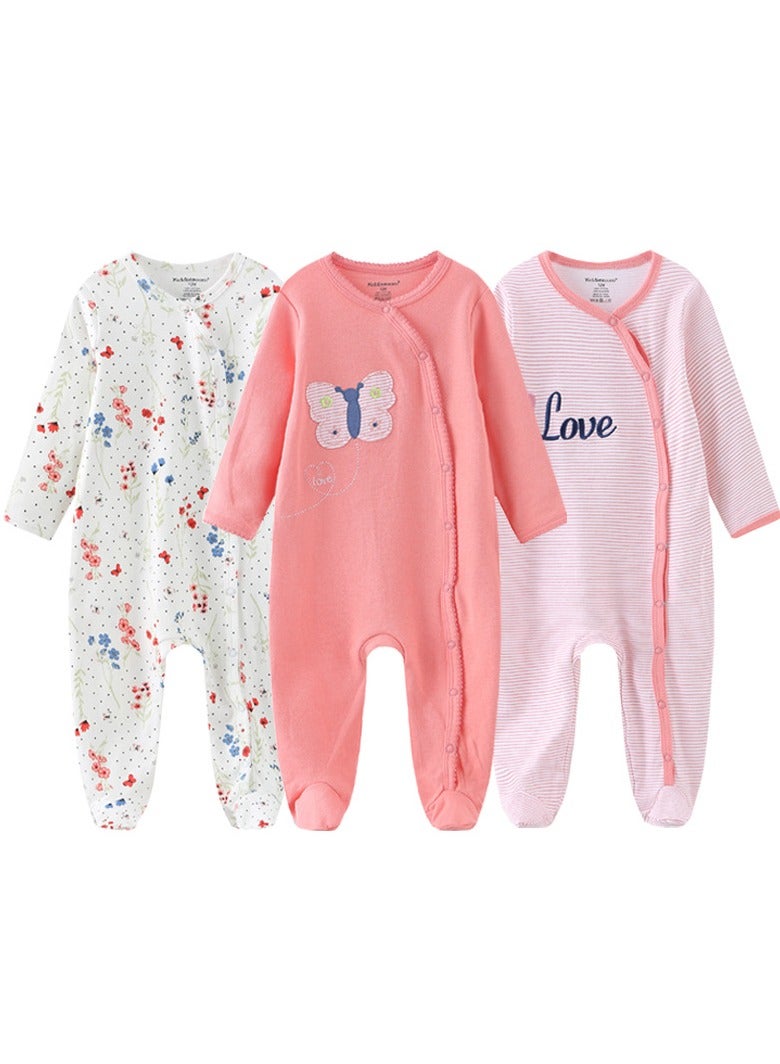 Infant And Toddler One-Piece Long-Sleeved Crawling Suit 3-Piece Set