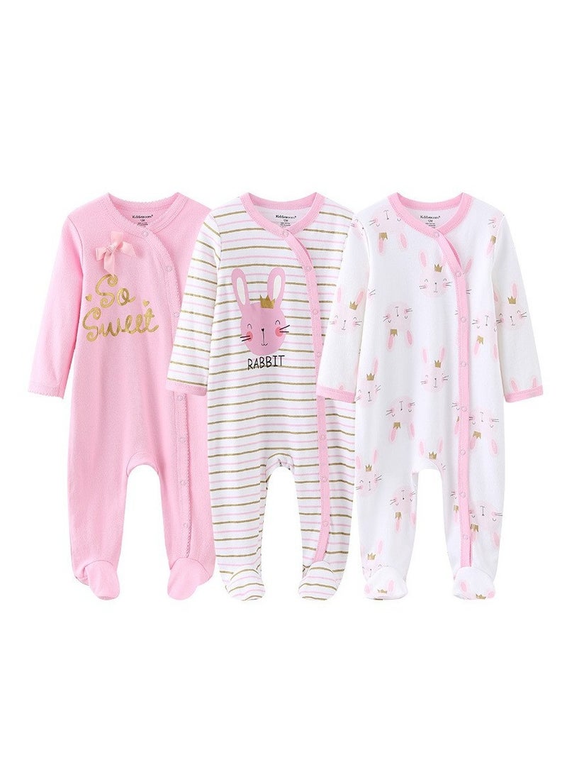 Infant And Toddler One-Piece Long-Sleeved Crawling Suit 3-Piece Set