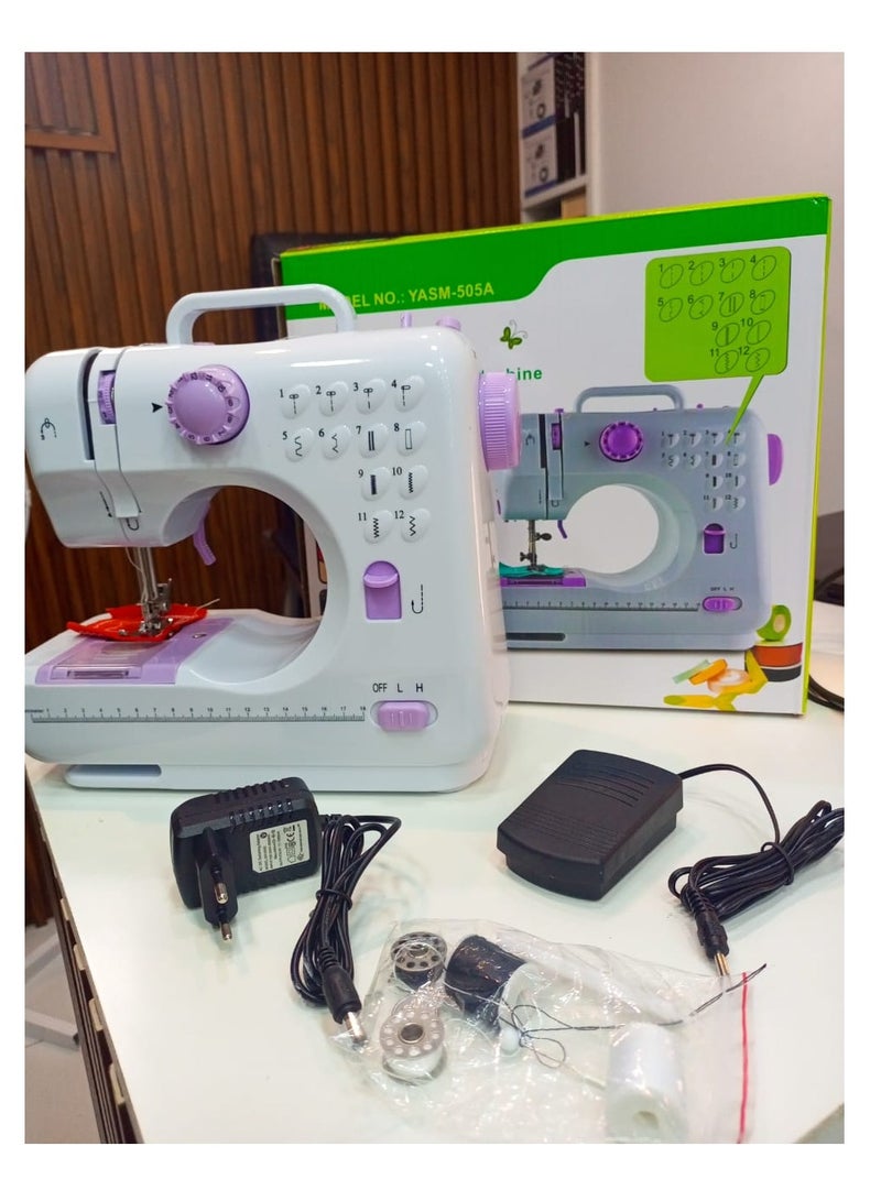 Portable Sewing Machine Electric Mini Sewing Machine 505A White Purple