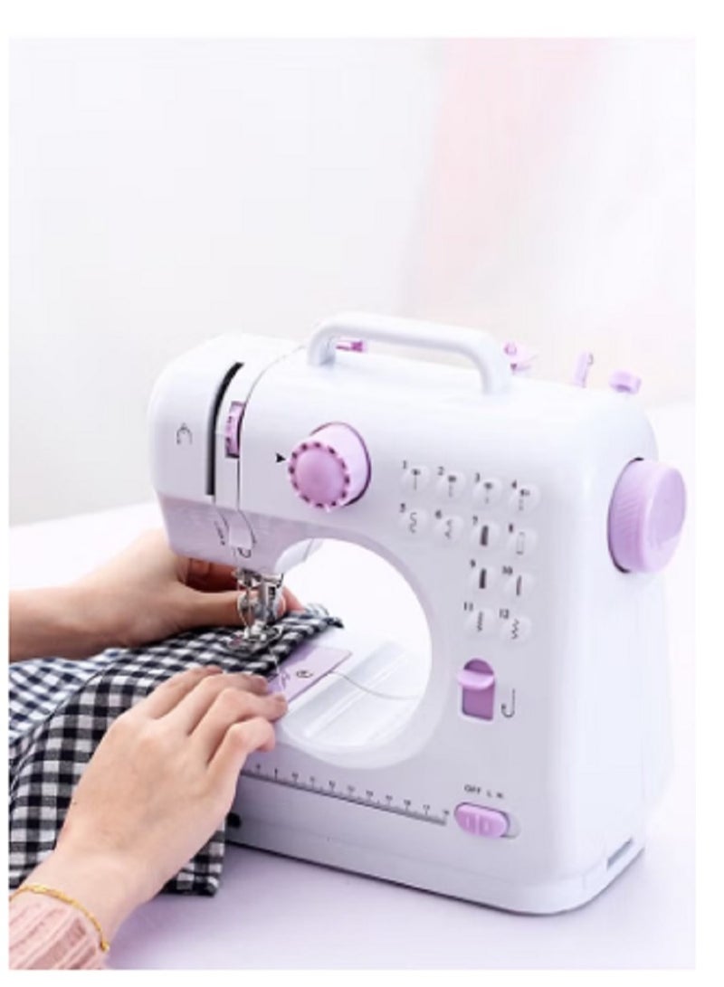 Portable Sewing Machine Electric Mini Sewing Machine 505A White Purple