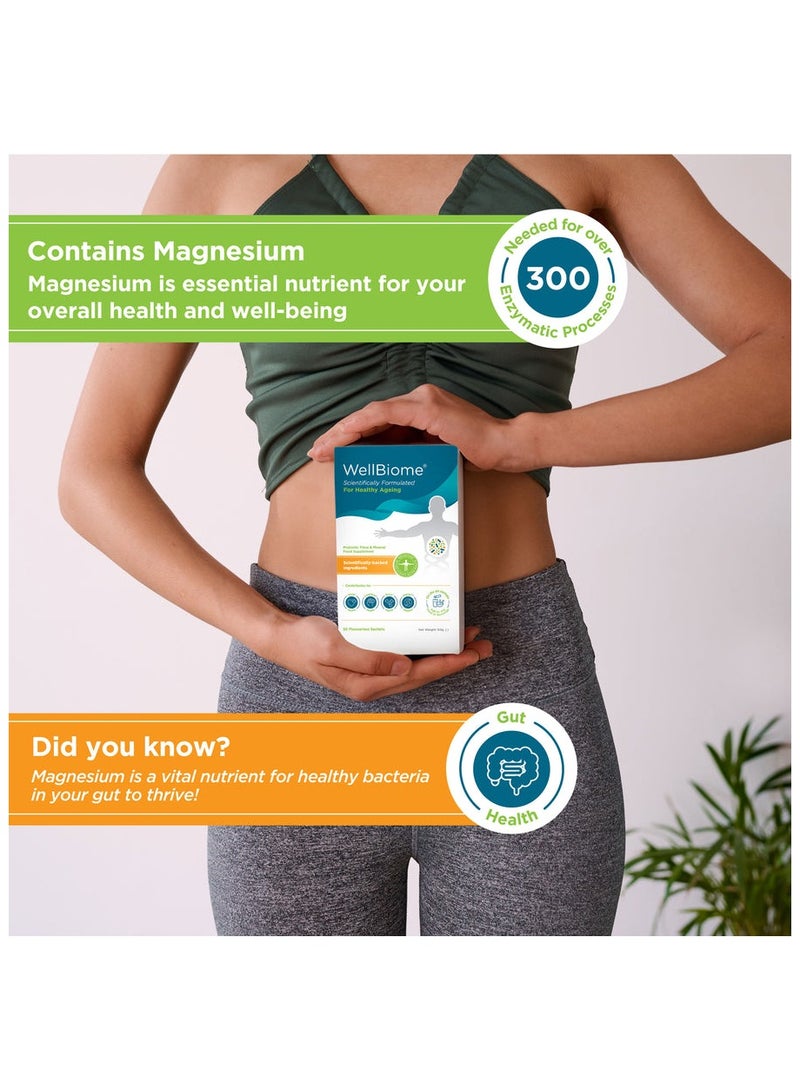 WellBiome For Healthy Ageing Prebiotic Fibre Complex Supports Gut Health & Growth of Healthy Bacteria, Vegan 30 Unflavored Sachets
