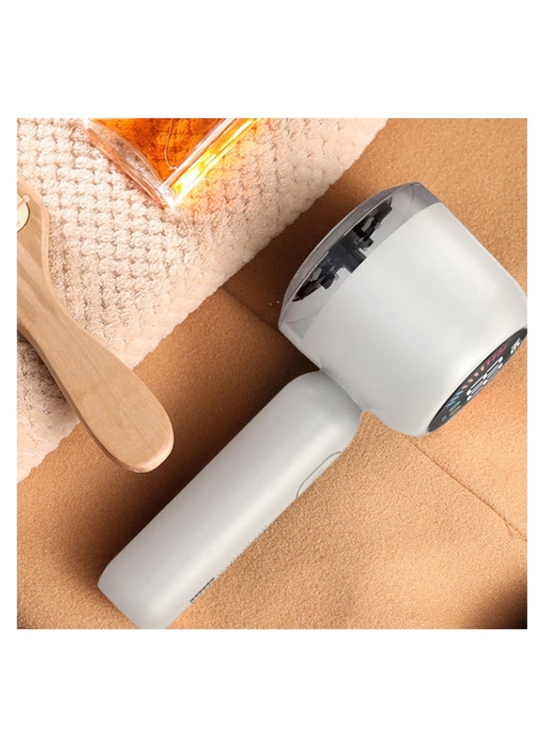 Fabric Shaver for Clothing, Ultra Quiet Sweater Shaver with Power Display, Six Tooth Blade, 2-in-1 Design Clothes Lint Remover for Removing Balls and Oppressive Lint, White