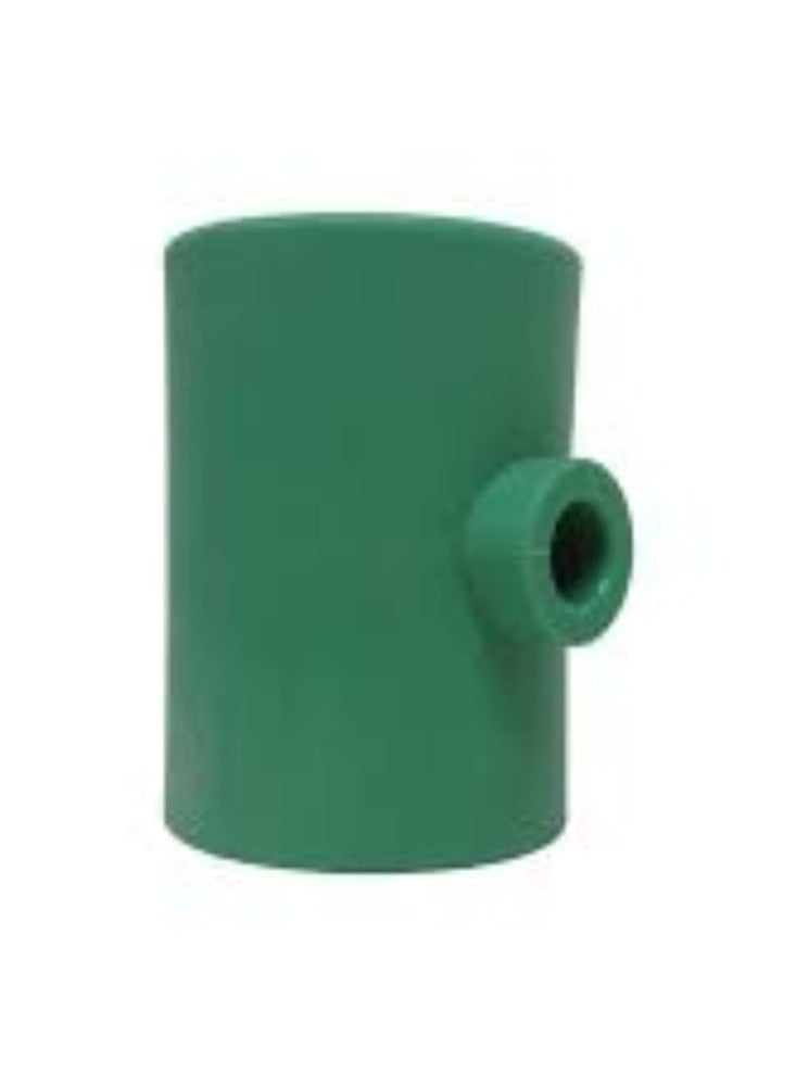 KNP Reducer Tee PPR Pipe Fitting (110MM X 75MM X 110MM) is a T-shaped fitting designed to connect two large diameter pipes of 110MM with a branch pipe of 75MM.
