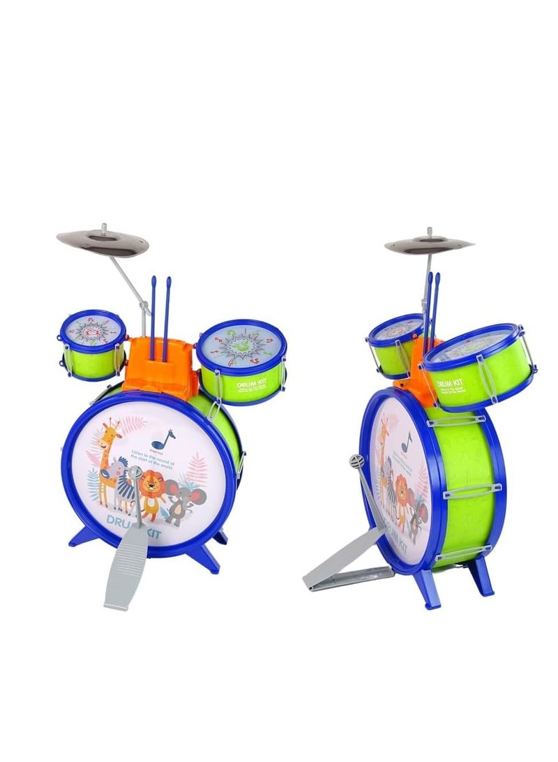 UKR Kids Drum Kit | Toddler Jazz Drum Musical Educational Learning Toy (Green) | Fun Music Activity for Children