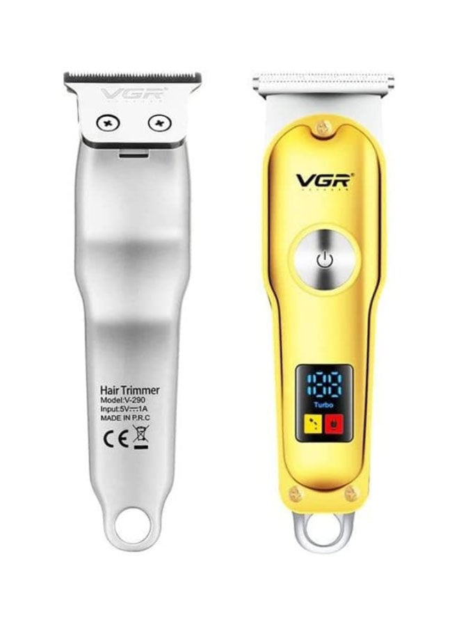 V-290 Professional Electric Rechargeable LED Display Best Hair Trimmer Gold/Silver