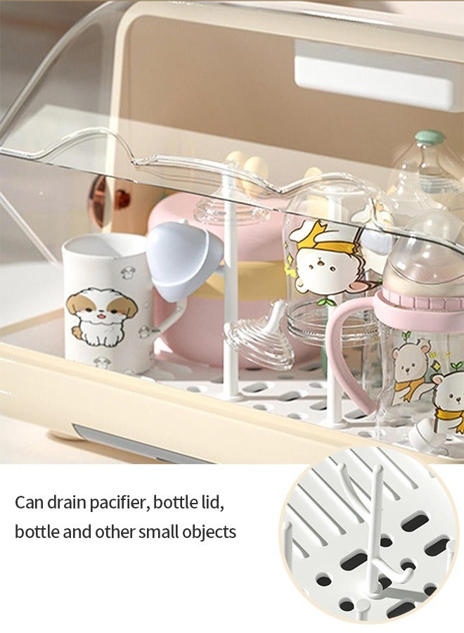 Baby Bottle Dryer Rack With Removable Water Tray Nursing Baby Bottle Storage Box Countertop Rack For Toddler Bottles And Storage Box