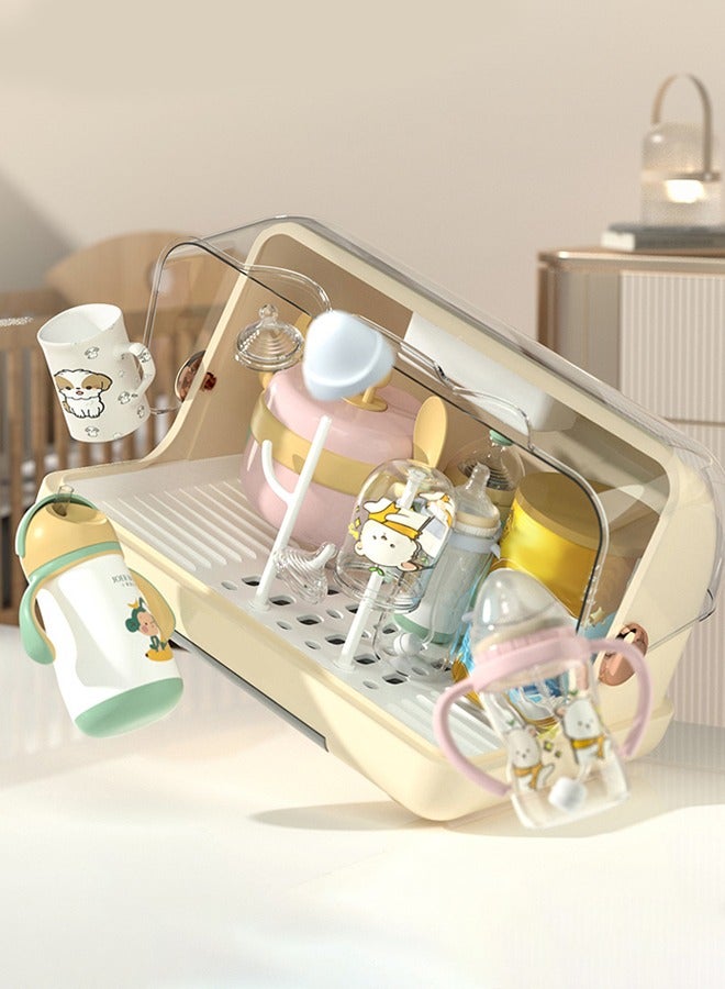 Baby Bottle Dryer Rack With Removable Water Tray Nursing Baby Bottle Storage Box Countertop Rack For Toddler Bottles And Storage Box