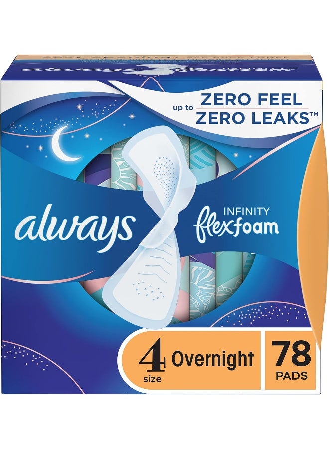 Infinity Feminine Pads For WomenSize 4Overnight AbsorbencyWith WingsUnscented26 Count (Pack Of 3)