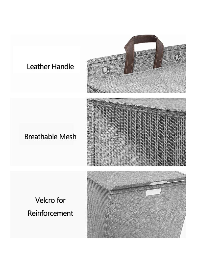 Wall Hanging Storage Bag with lid Wall Linen Organizer Wall Basket Wall Foldable Hanging Bag Hanging Closet Organizer 2pcs (Grey 2 Pack)
