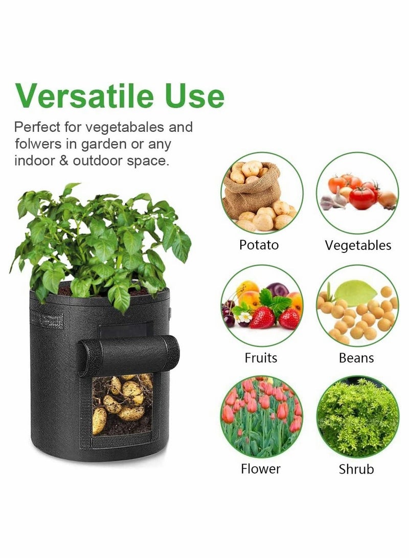 Set of 3 7 Gallon Potato Grow Bags with hable Flap and Handles for Easy Gardening of Vegetables and Flowers