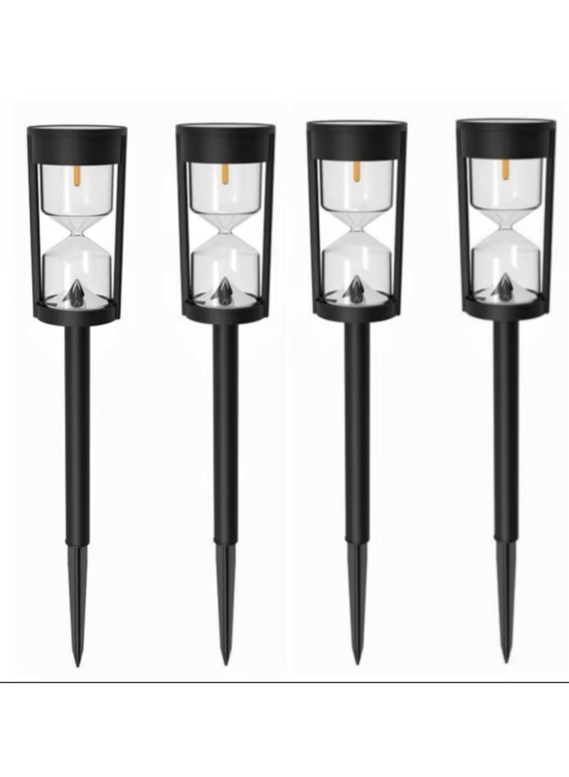 Solar Hourglass (4-Pack) Lawn Lamp IP65 Waterproof Garden Warm Light Flashing LED Landscape Light for Outdoor Garden Landscape Patio (Warm Light)