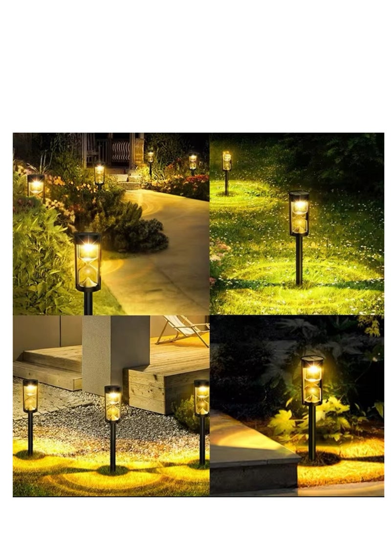 Solar Hourglass (4-Pack) Lawn Lamp IP65 Waterproof Garden Warm Light Flashing LED Landscape Light for Outdoor Garden Landscape Patio (Warm Light)