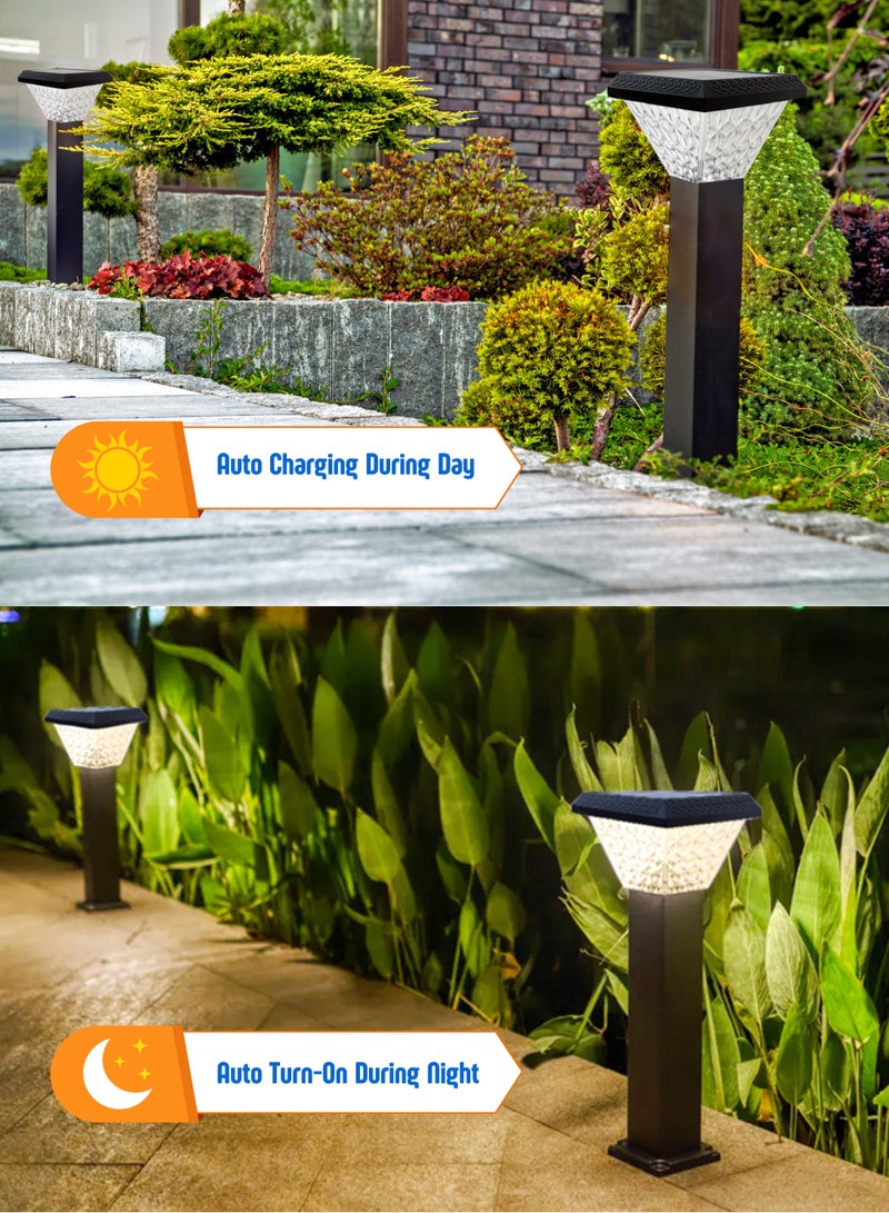 Solar Garden Post Light-80Cm-Black, Remote-Controlled LED Outdoor Solar Lamp, 3000K(Warm)/4000K(Neutral)/6500K(Cool) White Light, 3 Color Changing, 7500 MAh Battery, For Garden Yard Lawn Patio Pathway