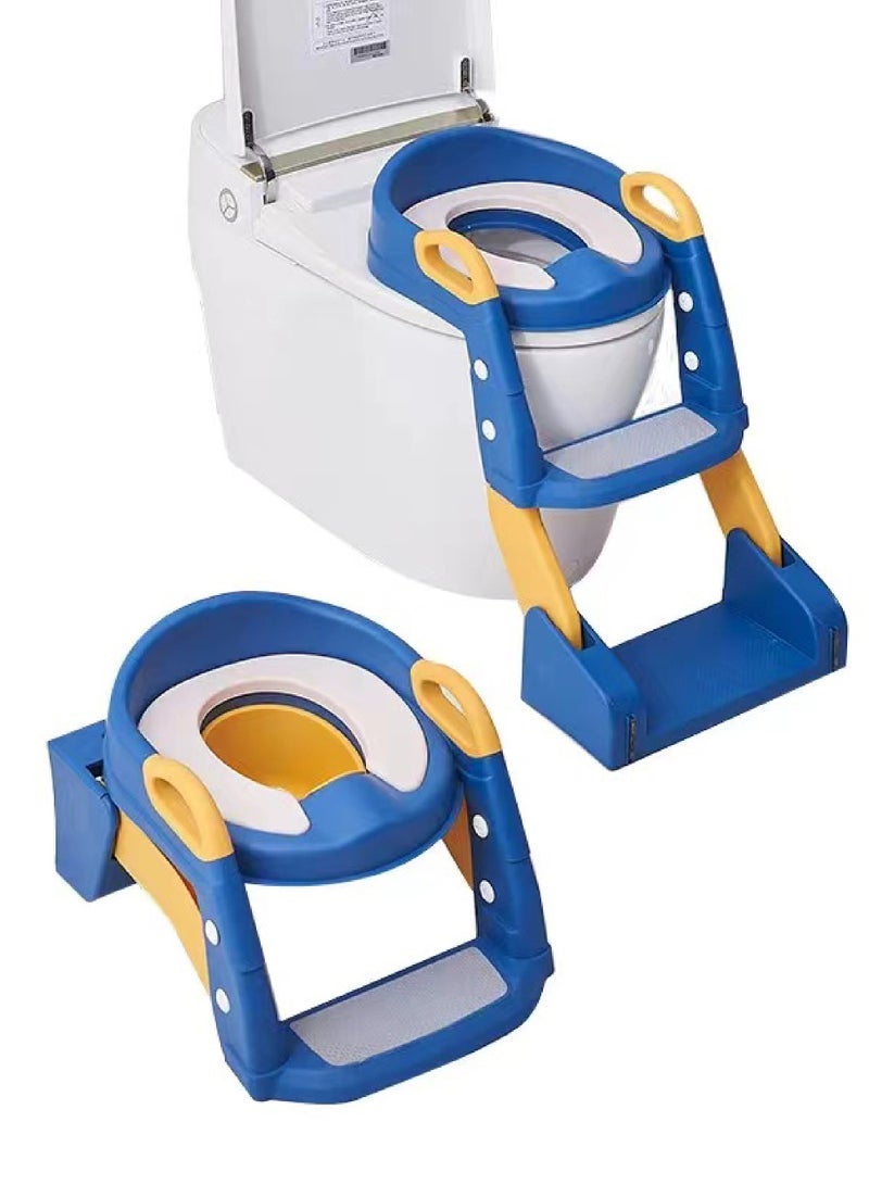 Baby Potty Seat, 3-In-1 Toilet Potty Training Seat, Toddlers Potty Training Toilet Seat Boys Girls, Kids Potty Training Seat Step Stool Ladder, Potty Chair With Anti-Slip Pads (Blue)