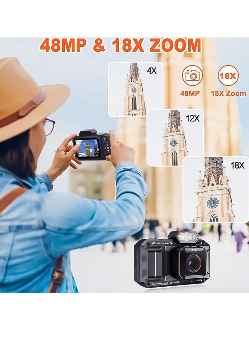 48MP Full HD 1080 Advanced Digital Camera Video Stabilization & 18x Digital Zoom, Porodo - Orange