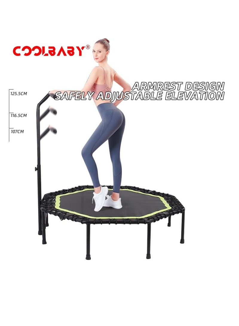 COOLBABY 51 Inch Quiet Mini Trampoline with Adjustable Handles Fitness Trampoline Bungee Jumping Cardio Trainer for Adults Workout