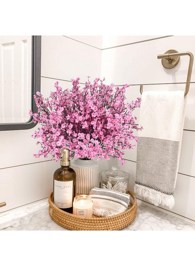 Pack Of 5 Artificial Baby Breath Gypsophila Flowers Bunches For Vase Pot Home Decoration (Pink) For Home Decor Living Room Side Table Centerpiece (Vase Not Included) Silk