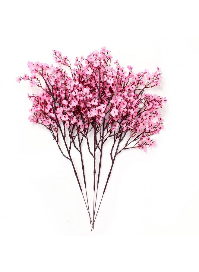 Pack Of 5 Artificial Baby Breath Gypsophila Flowers Bunches For Vase Pot Home Decoration (Pink) For Home Decor Living Room Side Table Centerpiece (Vase Not Included) Silk