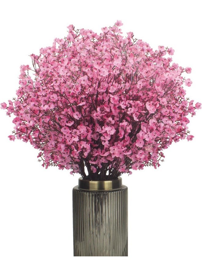 Pack Of 5 Artificial Baby Breath Gypsophila Flowers Bunches For Vase Pot Home Decoration (Pink) For Home Decor Living Room Side Table Centerpiece (Vase Not Included) Silk