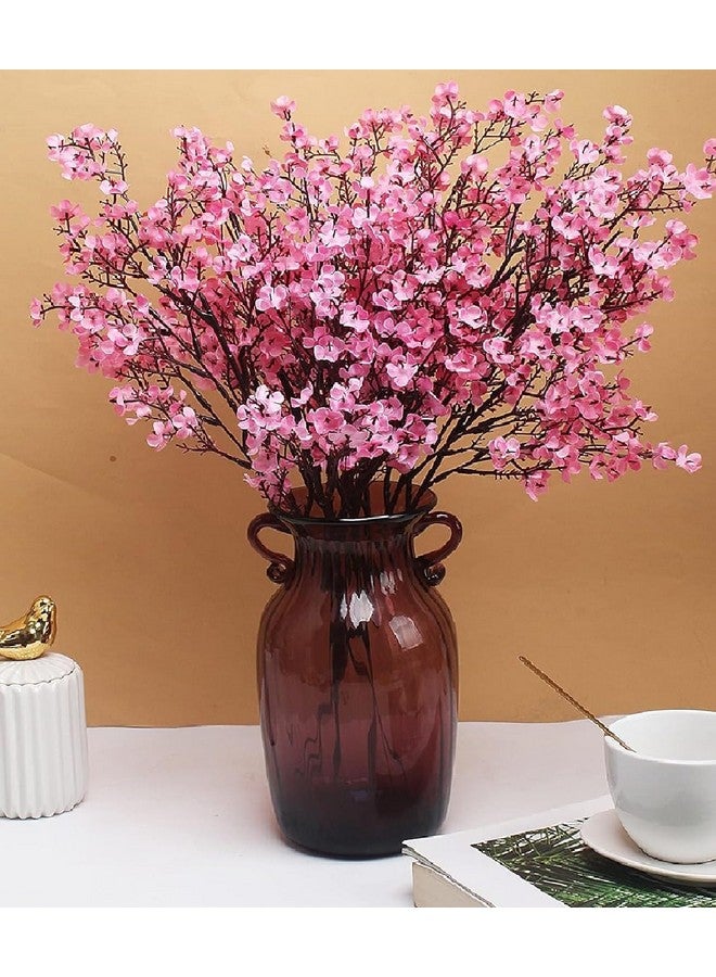 Pack Of 5 Artificial Baby Breath Gypsophila Flowers Bunches For Vase Pot Home Decoration (Pink) For Home Decor Living Room Side Table Centerpiece (Vase Not Included) Silk