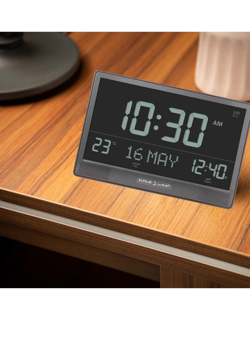 ALFAJR Digital Azan Table Clock - Muslim Prayer Azan Clock | CJ-17 Prayer Alarm Table Clock with Worldwide Prayer Times and Multiple Azan Sounds by LUKADAH (CJ-17)