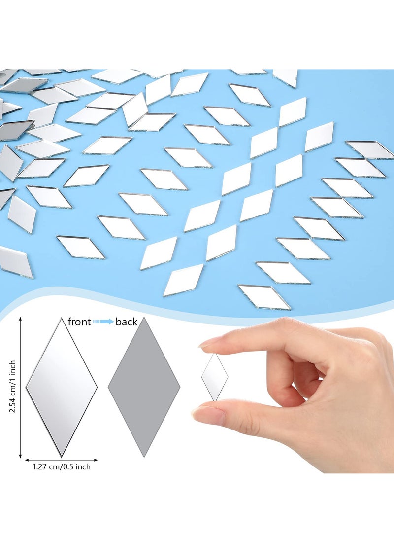 500 Pcs Mini Diamond Mirror Tiles for DIY Crafts and Home Decor, 1 x 0.5 Inch Glass Mosaic Pieces for Creative Projects