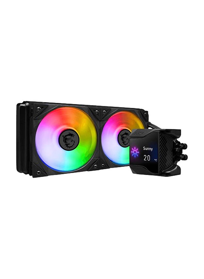 MPG CORELIQUID D240 AIO Liquid Cooler With 2.4” IPS Display, 240mm Radiator, 2 x MSI Torx ARGB & PWM Controlled Fan, 2800 RPM, 77.4 CFM, Two Ball Bearing, Reinforced Tubing, 936-6A1611-005 Black