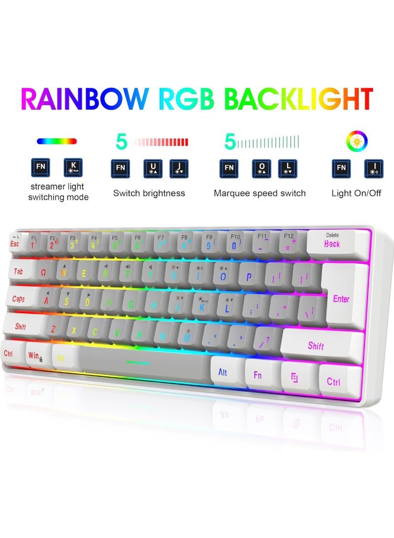 ROCK POW Arabic English 2.4G Wireless Gaming Keyboard and Mouse Combo,Include Mini 60% Mechanical Feel RGB Backlit Keyboard, Ergonomic Vertical Feel Small Wireless Mouse
