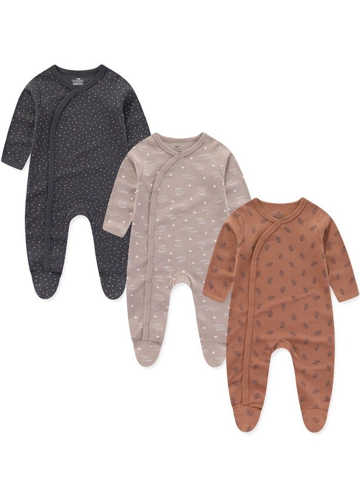 Infant And Toddler Pure Cotton One-Piece Long-Sleeved Crawling Suit 3-Piece Set