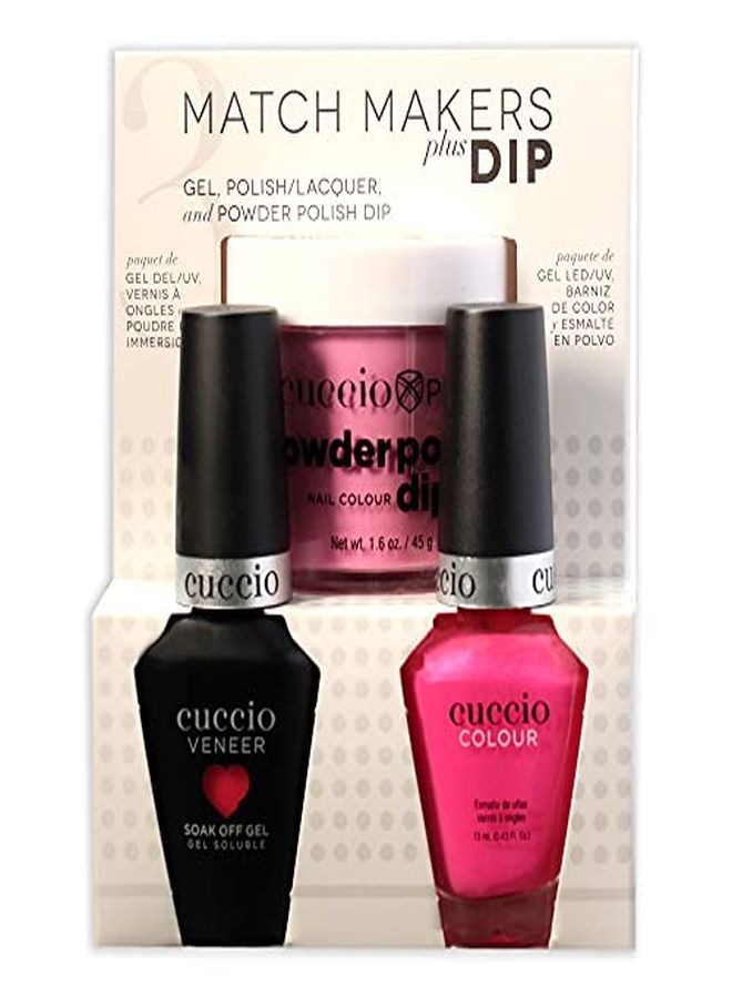 Colour Matchmakers Plus Nail Dip - Matching Mani-Pedi With Flawless Coordination - A Color Lacquer And Color Veneer Gel Polish In The Same Color - She Rocks - Large - 3 Pc Kit