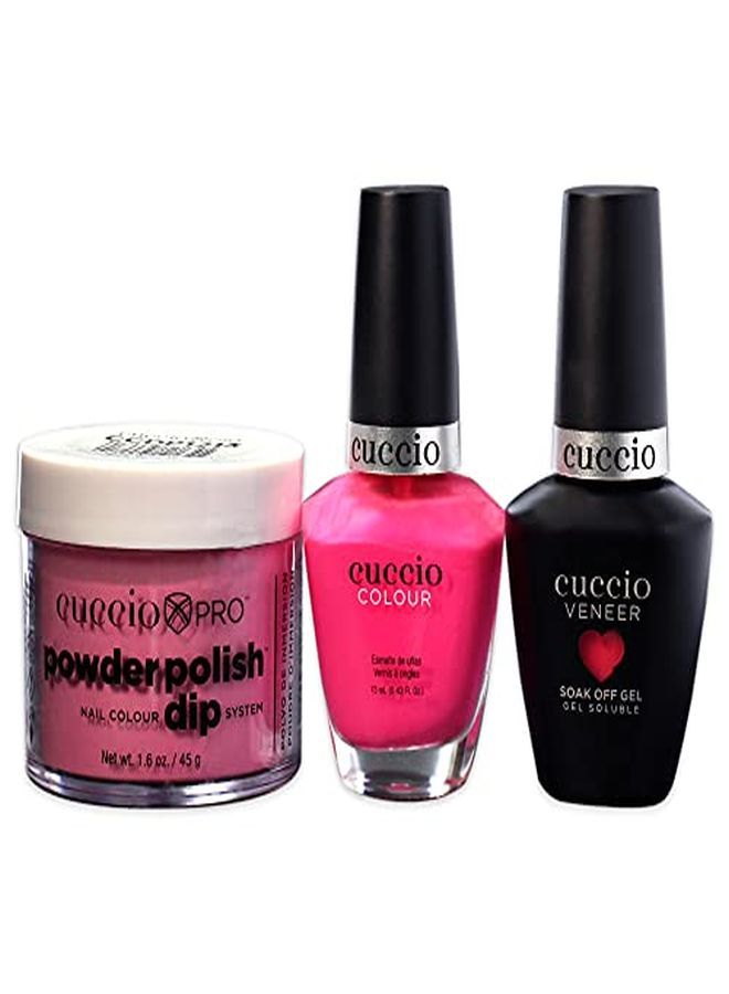 Colour Matchmakers Plus Nail Dip - Matching Mani-Pedi With Flawless Coordination - A Color Lacquer And Color Veneer Gel Polish In The Same Color - She Rocks - Large - 3 Pc Kit