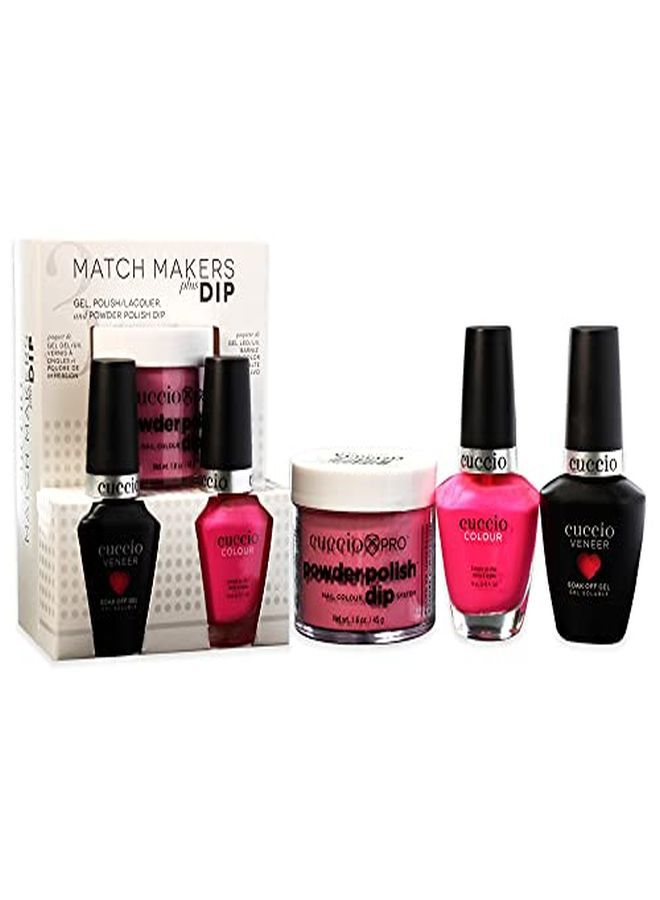 Colour Matchmakers Plus Nail Dip - Matching Mani-Pedi With Flawless Coordination - A Color Lacquer And Color Veneer Gel Polish In The Same Color - She Rocks - Large - 3 Pc Kit