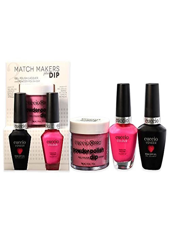 Colour Matchmakers Plus Nail Dip - Matching Mani-Pedi With Flawless Coordination - A Color Lacquer And Color Veneer Gel Polish In The Same Color - She Rocks - Large - 3 Pc Kit