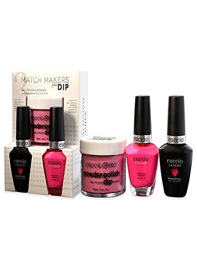 Colour Matchmakers Plus Nail Dip - Matching Mani-Pedi With Flawless Coordination - A Color Lacquer And Color Veneer Gel Polish In The Same Color - She Rocks - Large - 3 Pc Kit