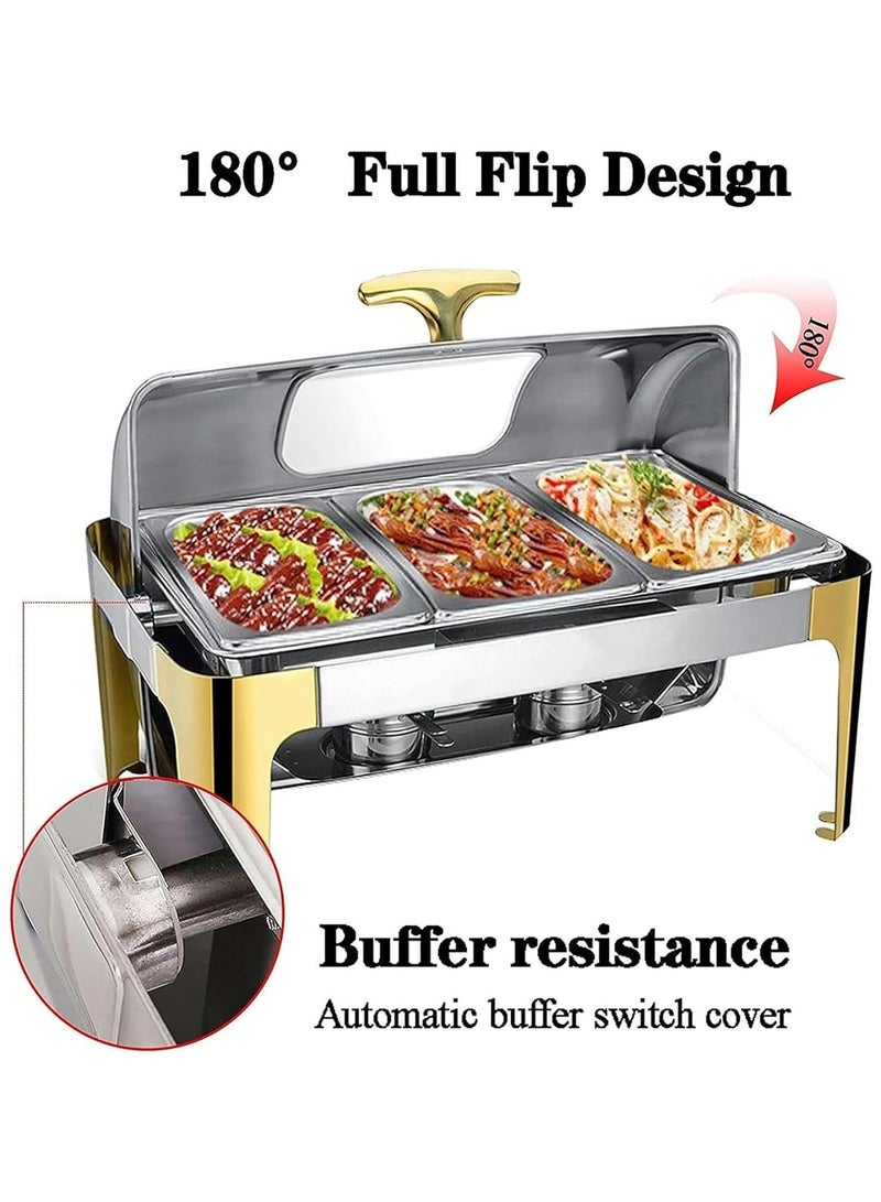 Stainless Steel Rectangular Roll Top Chafing Dish 9 Litter