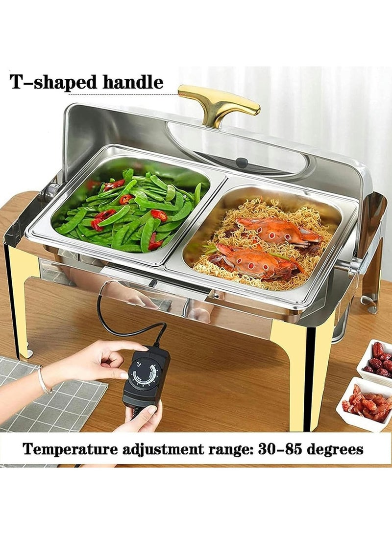 Stainless Steel Rectangular Roll Top Chafing Dish 9 Litter