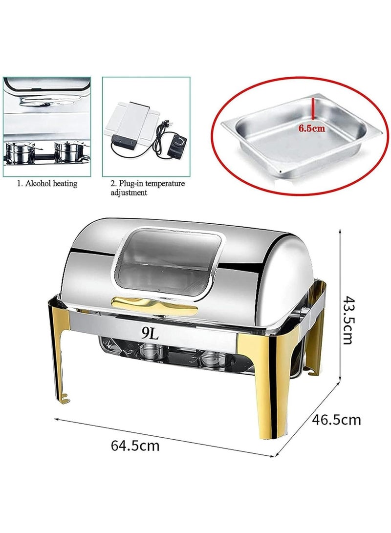 Stainless Steel Rectangular Roll Top Chafing Dish 9 Litter