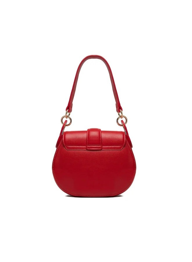 Heart Emblem Leather Shoulder Bag in Red for Women - Chic & Stylish