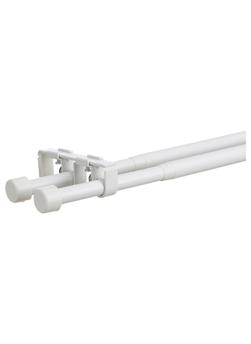 Double Curtain Rod Set, White, Adjustable Length for Hanging Curtains and Sheer Panels, Modern Window Treatment Solution