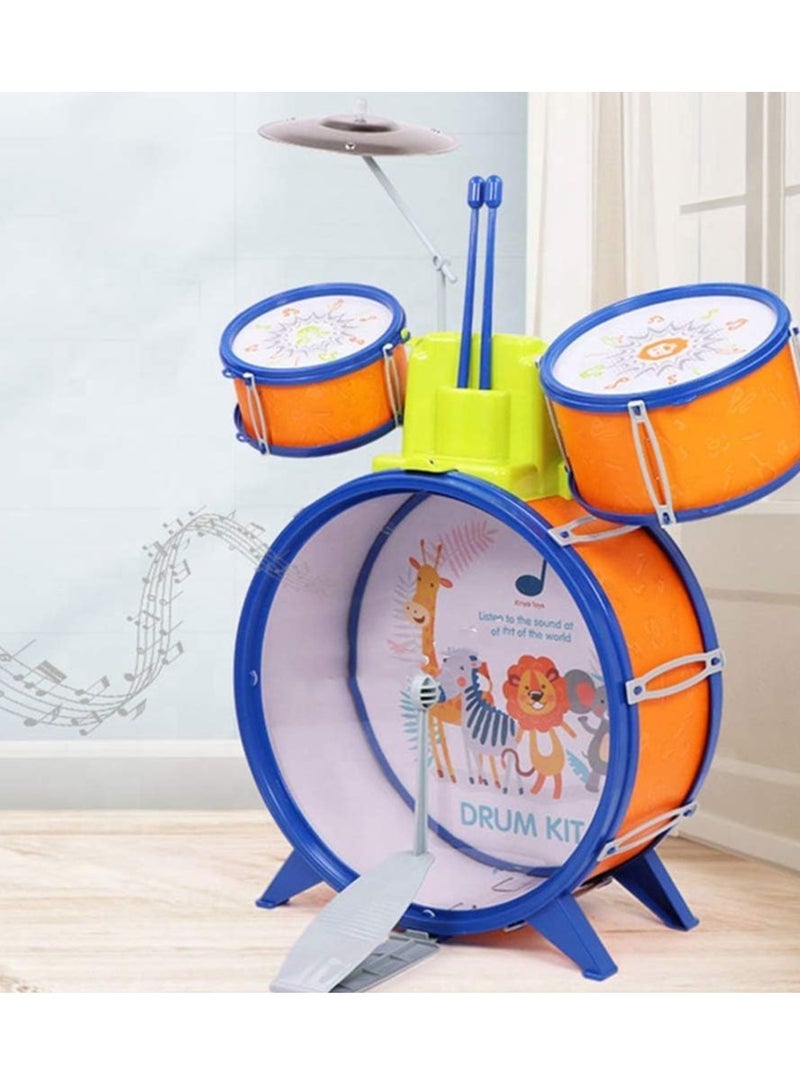 UKR Kids Drum Kit – Toddler Jazz Drum Musical Educational Learning Toy (Orange) – Fun Introduction to Music for Young Musicians