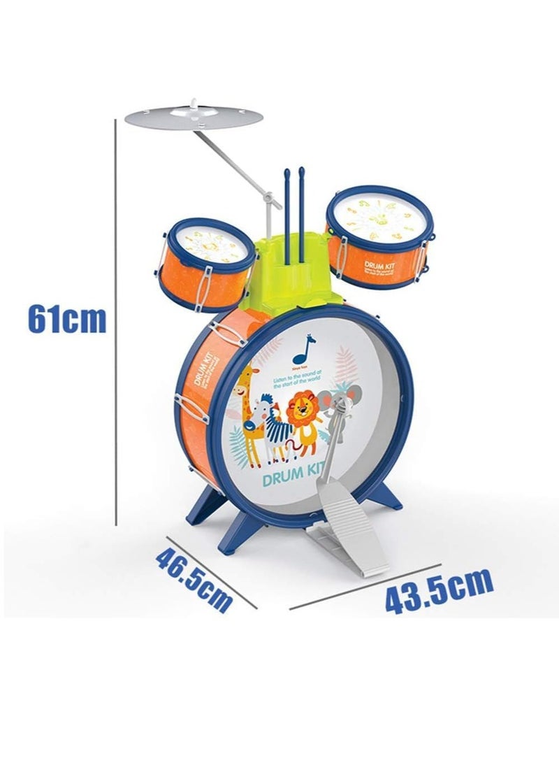 UKR Kids Drum Kit – Toddler Jazz Drum Musical Educational Learning Toy (Orange) – Fun Introduction to Music for Young Musicians