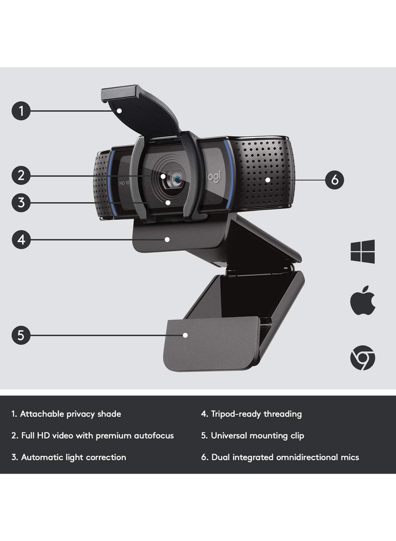 Logitech C920e HD 1080p Mic-Disabled, certified for Zoom and Microsoft Teams, TAA Compliant