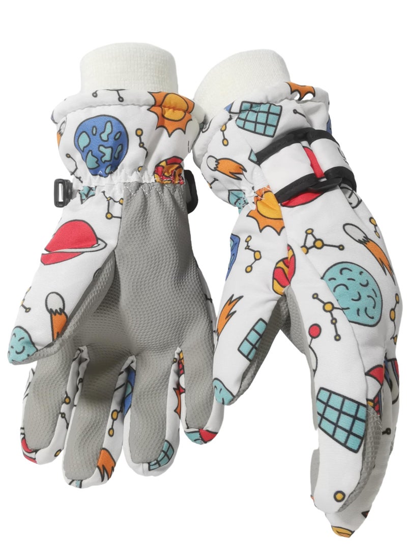 Kids Ski Gloves, Waterproof Winter Gloves, Touch Screen Fingers, Linking Buckles, Non-Slip, for Skiing, Outdoor Gear, for Boys and Girls, Ages 6-14