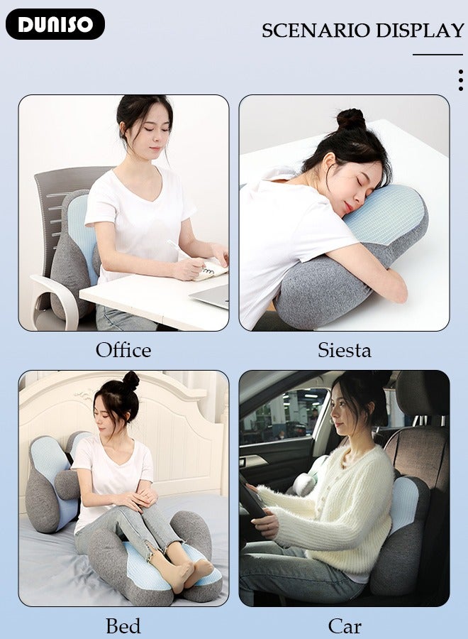 Adjustable Lumbar Support Pillow with Adjustable Slider for Office Chair and Car Seat, Ergonomic Memory Foam Back Cushion for Improve Lower Back PainRelief and Sitting Posture