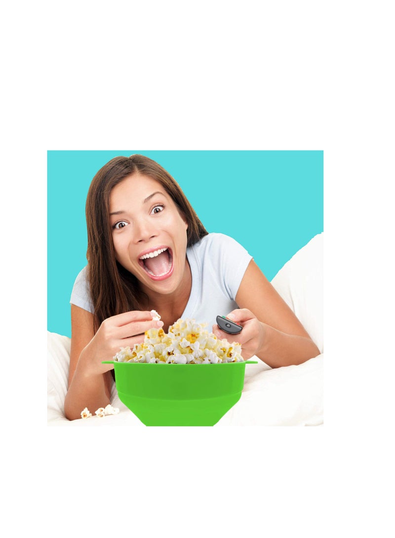 Silicone Microwave Popcorn Popper with Lid for Home Microwave Popcorn Makers with Handles Collapsible Popcorn Bowl