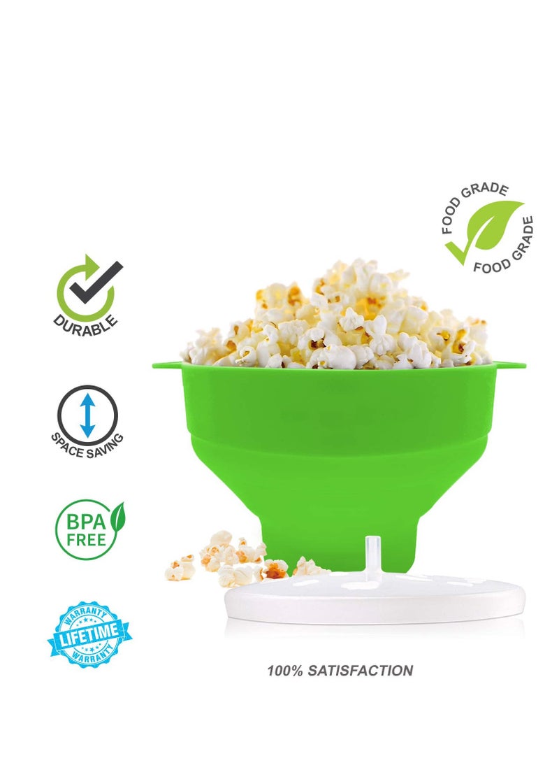Silicone Microwave Popcorn Popper with Lid for Home Microwave Popcorn Makers with Handles Collapsible Popcorn Bowl