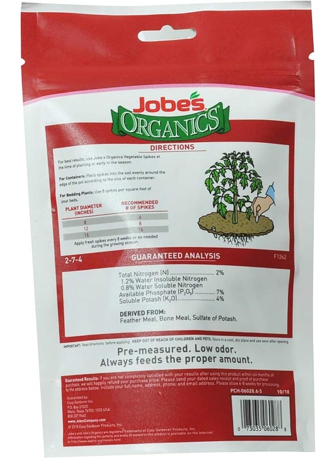 Jobe’S Organics Fertilizer Spikes, Vegetable And Tomato, Includes 50 Spikes, 3 Ounces, Brown